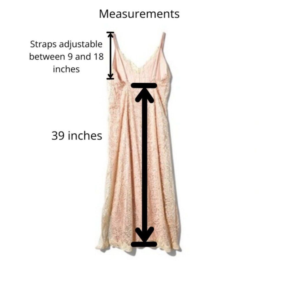 En Elly Anthropologie Pink Sequined Slip Dress with Cream Lace Trim Size Small - Picture 3 of 10